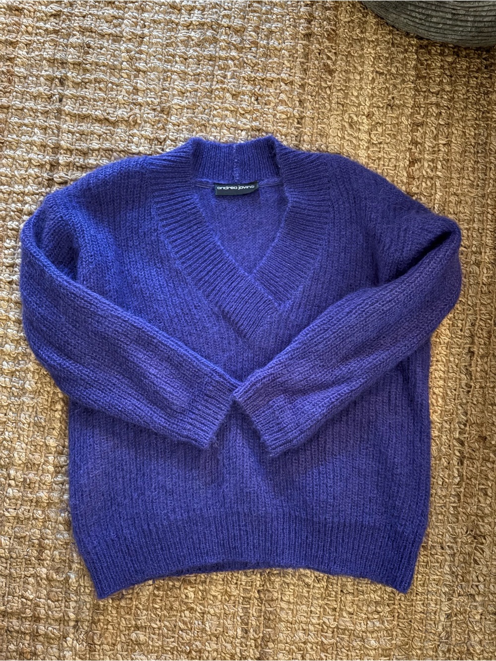Vintage Andrea Jovine Deep Purple V-Neck Sweater